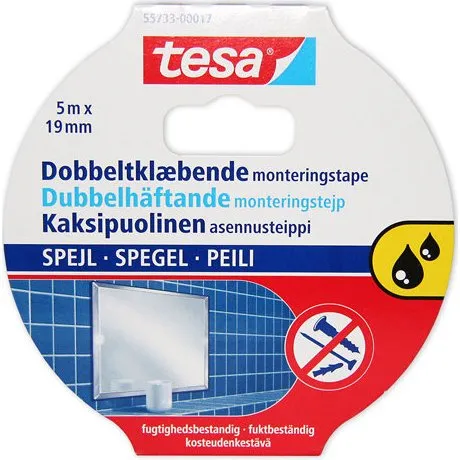 tesa Powerbond dobbeltsidet spejltape 25 mm x 5 m hvid