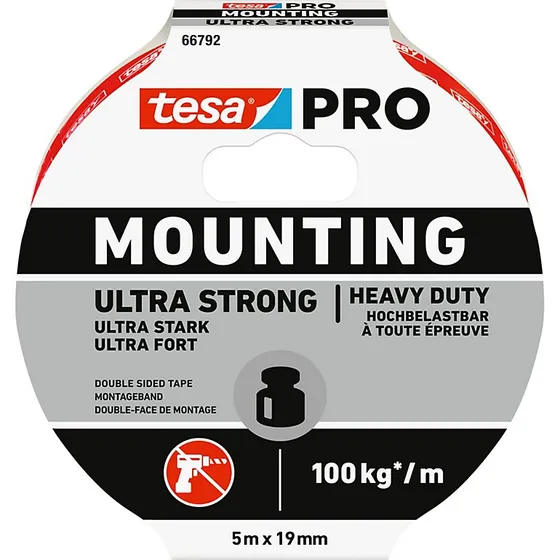 tesa PRO Monteringstape Ultra Strong 5 m, hvid