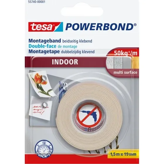 Tesa Powerbond monteringstape 19 mm x 1,5 m (indendørs)