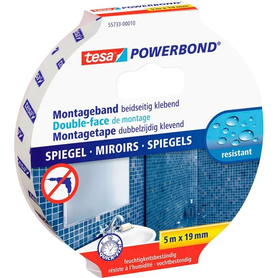 Tesa Powerbond Monteringstape 19 mm x 5 m (Vådrum)