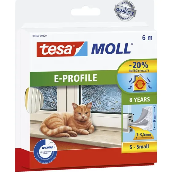 TESA tesamoll E-profil tætningsliste 4x9 mm x 6 m hvid