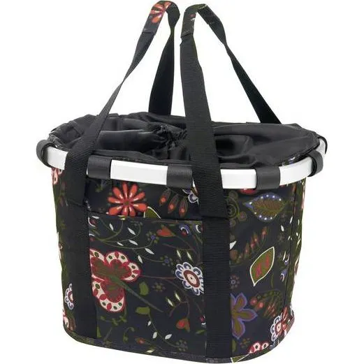 Klickfix Bikebasket Reisenthel 15 L – Sort med blomstermotiv