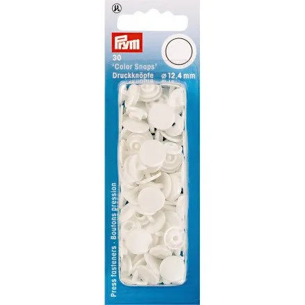 Prym Color Snaps Trykknapper Plast Rund Hvid 12,4 mm - 30 stk