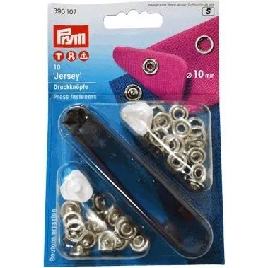 Prym Jersey trykknapper 8 mm sølv 10 stk med værktøj