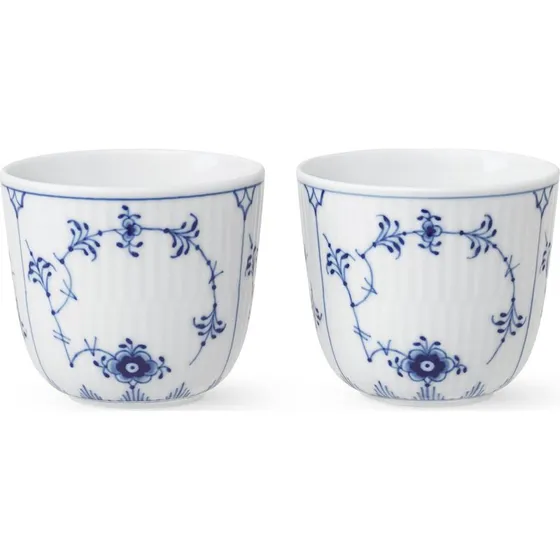 Royal Copenhagen Musselmalet Riflet fyrfadsstager 6 cm, 2-pak