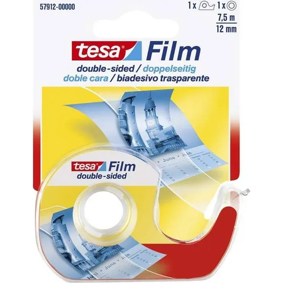 Tesa Dobbeltklæbende tape 12 mm x 7,5 m (inkl. dispenser)