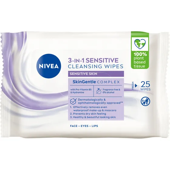 NIVEA Sensitive Cleansing Wipes, 25 stk