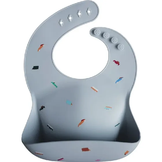 Mushie Retro Cars silikon hagesmæk - vandtæt, BPA-fri