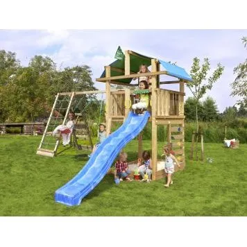 Jungle Gym Fort 2.1 legetårn inkl. blå rutsjebane og Climb Module