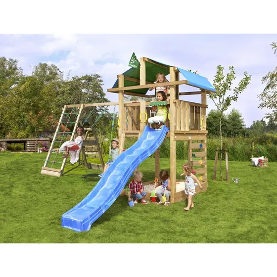 Jungle Gym Fort 2.1 inkl. Swing Module og blå rutsjebane