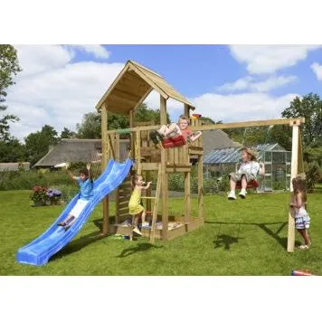 Jungle Gym Palace 2.1 Legetårn 2-Swing Module 220, blå rutsjebane