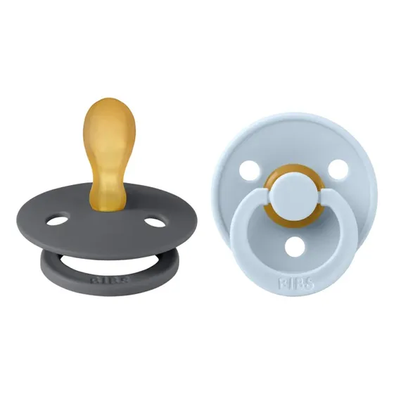 BIBS Symmetrisk Colour 2-pak Str. 2 – Iron/Baby Blue