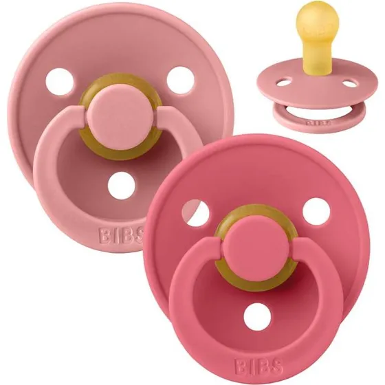 BIBS Rund Colour Sut 2-pak Str.1 - Dusty Pink/Coral