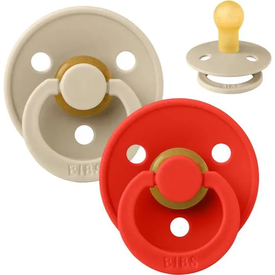 BIBS Colour Rund Sut 2-pak Str.1 Vanilla/Candy Apple