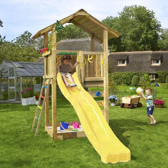 Jungle Gym Sierra 2.1 m – legetårn med gul rutsjebane