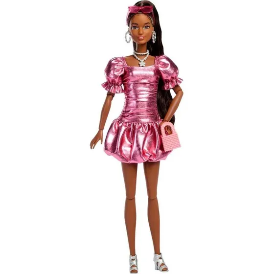 Barbie Deluxe Style Bubble Dress Sort Dukke
