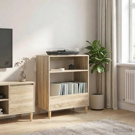 vidaXL Pladespillerstand Sonoma-eg, 71 x 39,5 x 83 cm