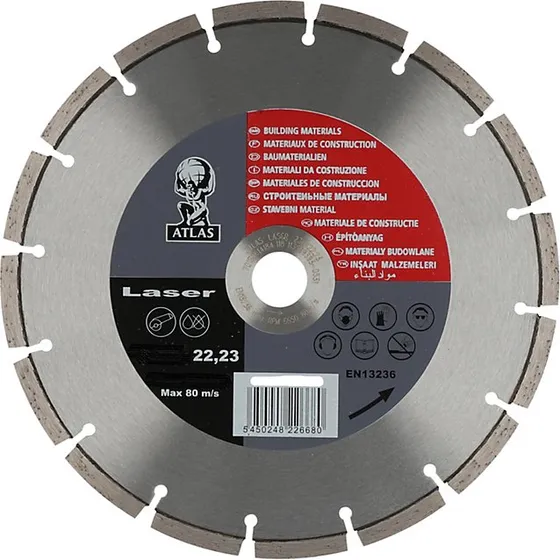 Atlas Laser Diamantklinge 180x22,23mm til rilleskæring