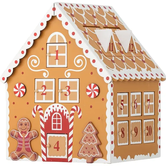 Bloomingville Ginnie Julekalender Hus - Brun MDF - 27,5 cm
