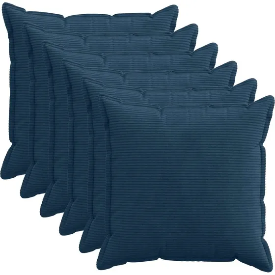 vidaXL HOUTEN Pudebetræk 6 stk. Mørkeblå Cordfløjl 80x80 cm