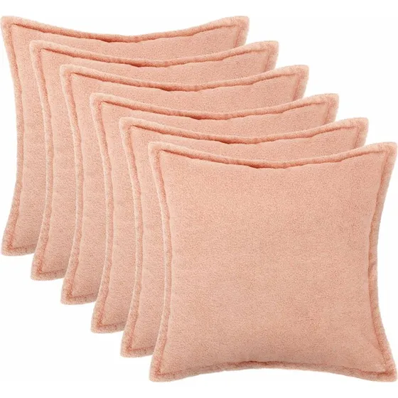 vidaXL HOUTEN Pudebetræk 6 stk. Lyserød Bouclé 65x65 cm