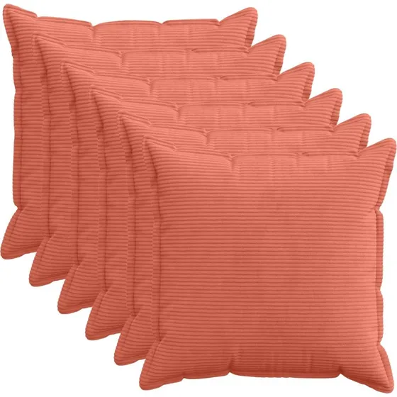 vidaXL HOUTEN Pudebetræk 6 stk. Rød Orange 65x65 cm Cordfløjl