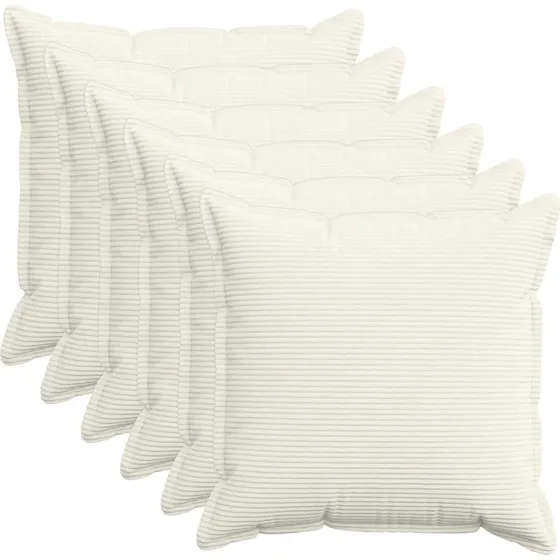 vidaXL HOUTEN Pudebetræk 6 stk. Cremefarvet Cordfløjl 60x60 cm