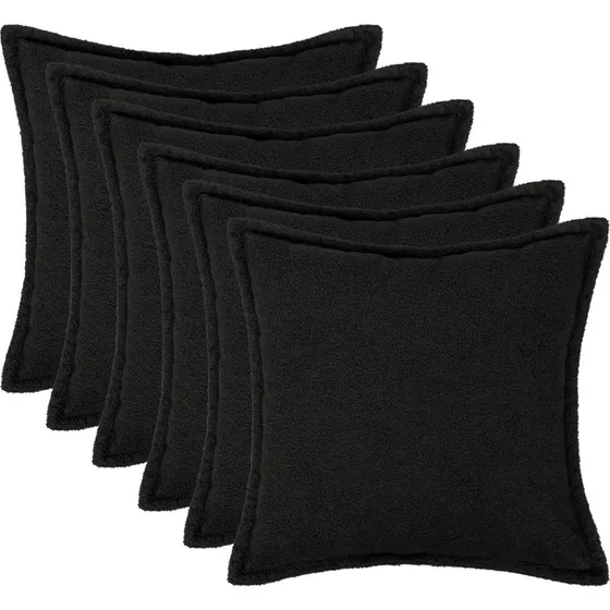 vidaXL HOUTEN Pudebetræk 6 stk. Sort Bouclé 45x45 cm