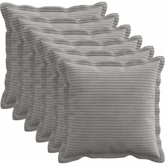 vidaXL HOUTEN Pudebetræk 6 stk. Lysegrå Cordfløjl 45x45 cm
