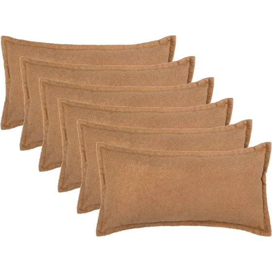 vidaXL HOUTEN Pudebetræk 6 stk. Beige Bouclé 40 x 80 cm
