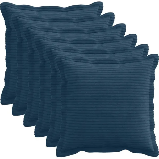 vidaXL HOUTEN Pudebetræk 6 stk. Mørkeblå Cordfløjl 40x40 cm