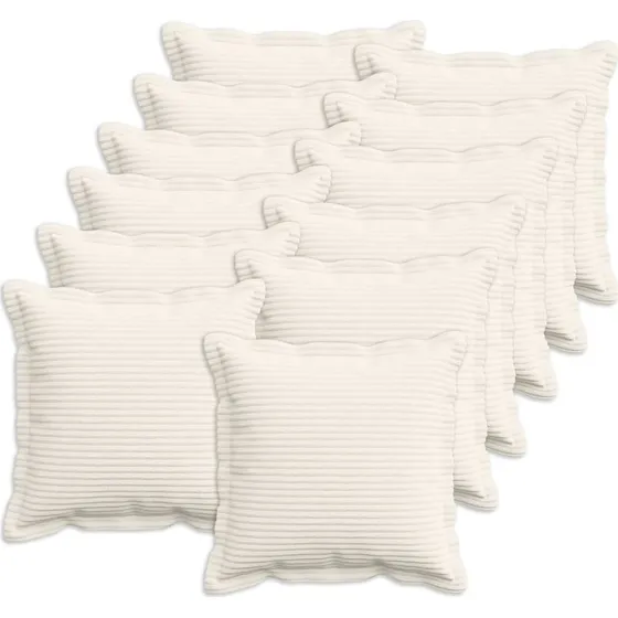 vidaXL HOUTEN Pudebetræk 12 stk. Cremefarvet Cordfløjl 40x40 cm