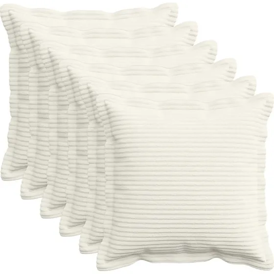 vidaXL HOUTEN Pudebetræk 6 stk. - Cremefarvet Cordfløjl 40x40 cm