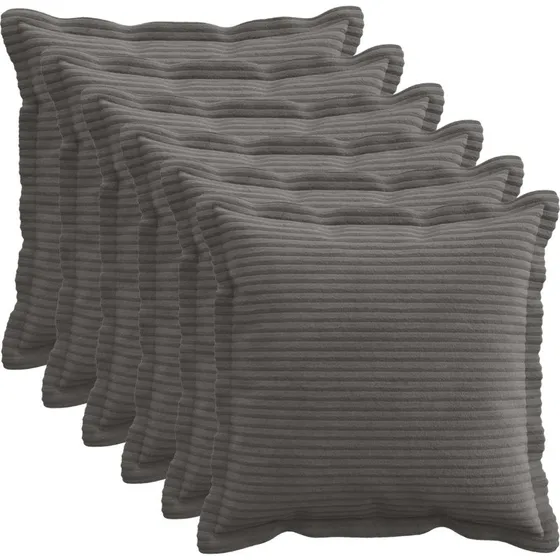 vidaXL HOUTEN Pudebetræk 6 stk. Mørkegrå Cordfløjl 40x40 cm