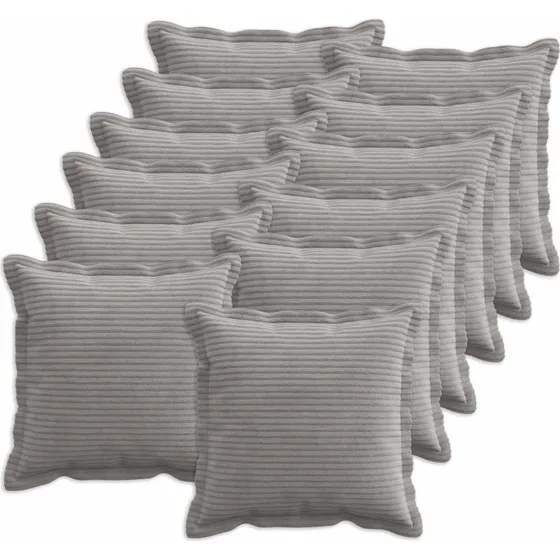 vidaXL HOUTEN Pudebetræk 12 stk. Lysegrå 40x40 cm Cordfløjl