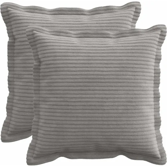 vidaXL HOUTEN Pudebetræk 2 stk. Lysegrå Cordfløjl 30x30 cm