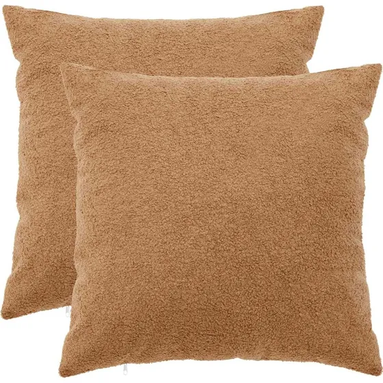 vidaXL HEERLEN Pudebetræk 2 stk. Beige Bouclé 80 x 80 cm