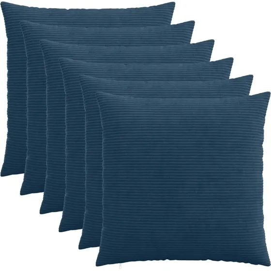 vidaXL HEERLEN Pudebetræk 6 stk. Mørkeblå Cordfløjl 80x80 cm