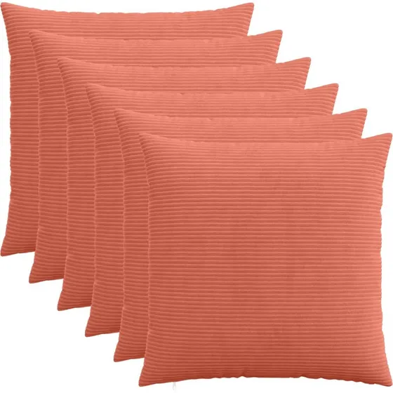 vidaXL HEERLEN Pudebetræk 6 stk. Cordfløjl Rød Orange 70x70 cm