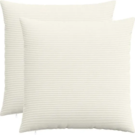 vidaXL HEERLEN Pudebetræk 2 stk - Cremefarvet Cordfløjl 70x70 cm