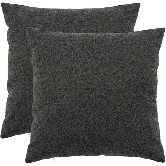 vidaXL HEERLEN Pudebetræk 2 stk. Mørkegrå Bouclé 65x65 cm