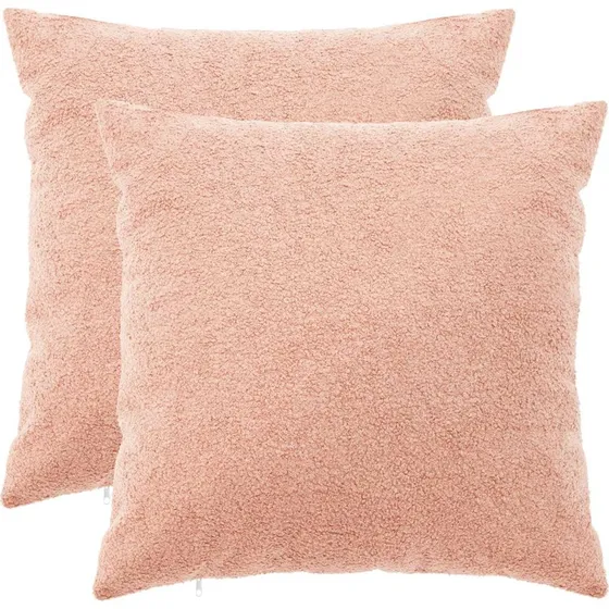 vidaXL HEERLEN Pudebetræk 2 stk. Lyserød Bouclé 65x65 cm