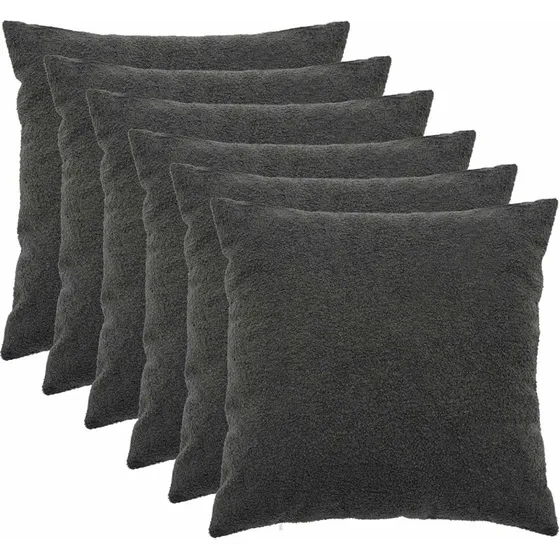 vidaXL HEERLEN Pudebetræk 6 stk. 60x60 cm Bouclé Mørkegrå