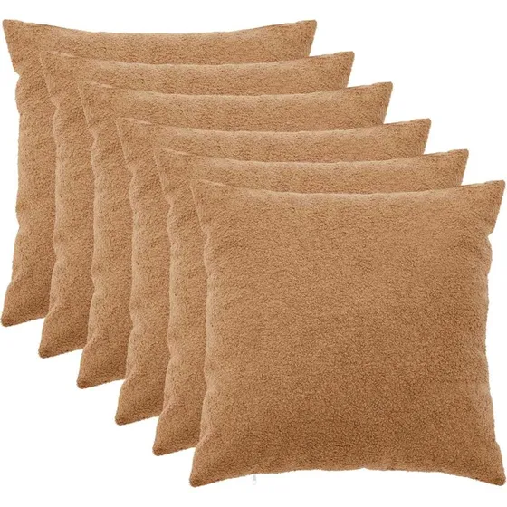 vidaXL HEERLEN Pudebetræk 6 stk. Beige Bouclé 55x55 cm