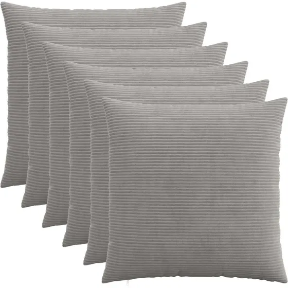 vidaXL HEERLEN Pudebetræk 6 stk. 60x60 cm Lysegrå Cordfløjl