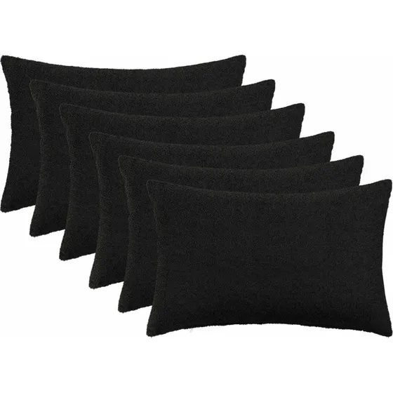 vidaXL HEERLEN Pudebetræk 6 stk. Sort Bouclé 50 x 70 cm