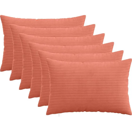 vidaXL HEERLEN Pudebetræk 6 stk. Cordfløjl Rød Orange 50x70 cm