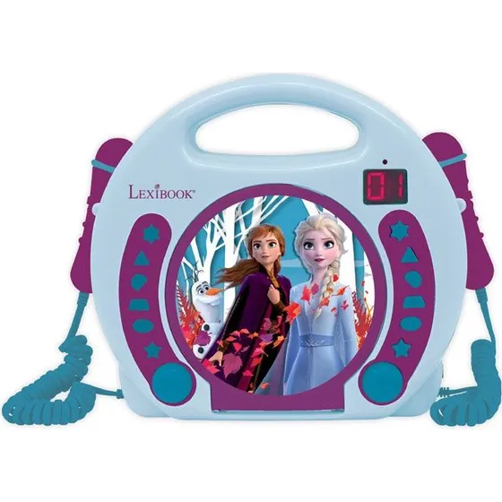 Disney Frozen bærbar CD- og karaokeafspiller med 2 mikrofoner