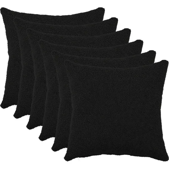 vidaXL HEERLEN Pudebetræk 6 stk. Sort 45x45 cm Bouclé