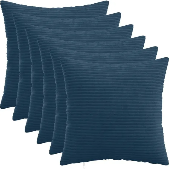 vidaXL HEERLEN Pudebetræk 6 stk. Mørkeblå Cordfløjl 45x45 cm